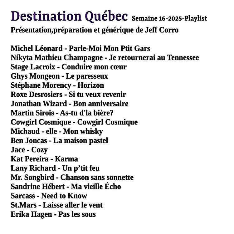 cover art for Destination Québec,le podcast de la semaine 16-2025
