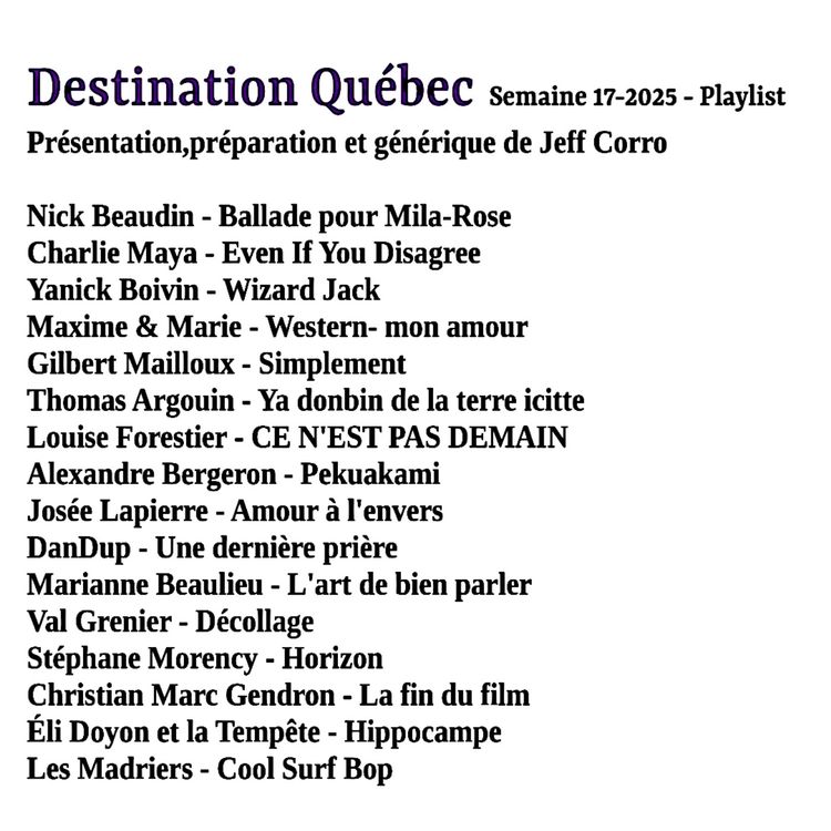 cover art for Destination Québec ,le podcast de la semaine 17-2025
