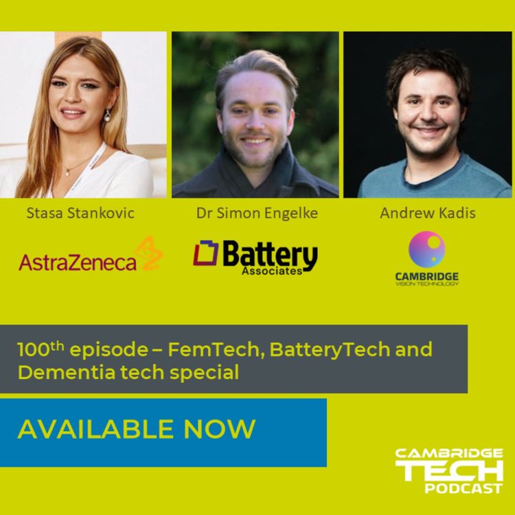 cover art for 100th episode - FemTech, BatteryTech and Dementia tech special