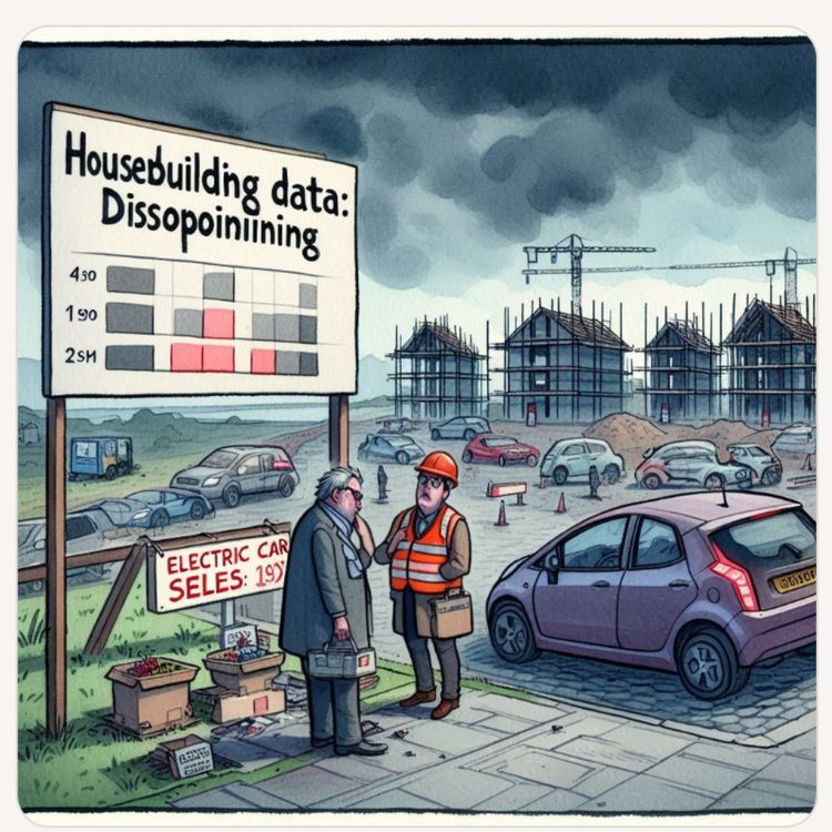 cover art for House building fails to take off. China has the upper hand over Trump. Tesla sales disappoint. 