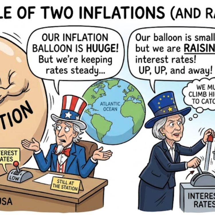 cover art for Hoping for the end of the war. Higher interest rates in Europe but not the US?