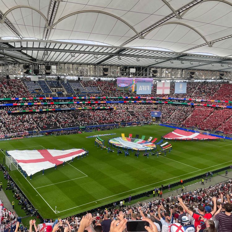 cover art for Euro 2024: England 1 Denmark 1 - post-match podcast from the Frankfurt stands