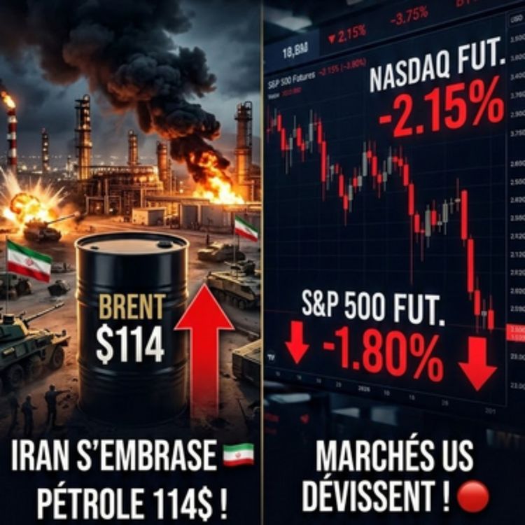 cover art for 🔴 Pétrole explose à 115$, L'Iran s'embrase : Pourquoi les marchés voient rouge vif ce matin.