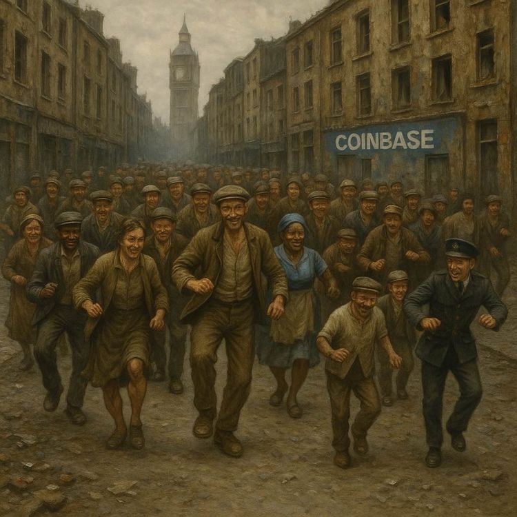 cover art for July 31: UK’s Financial Woes Mocked in Coinbase’s Satirical Musical Ad