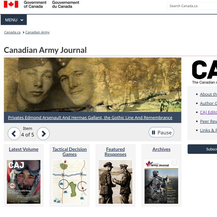 cover art for The Canadian Army Journal (CAJ) with Dr Aditi Malhotra