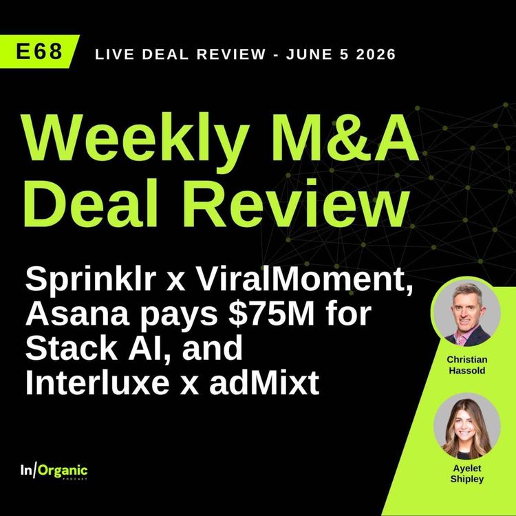 cover art for E68: Sprinklr acquires ViralMoment, Asana Pays $75M for StackAI, Interluxe x adMixt
