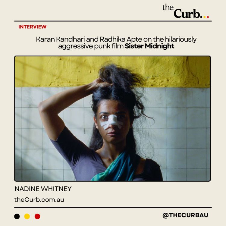 cover art for Karan Kandhari and Radhika Apte on the hilariously aggressive punk film Sister Midnight