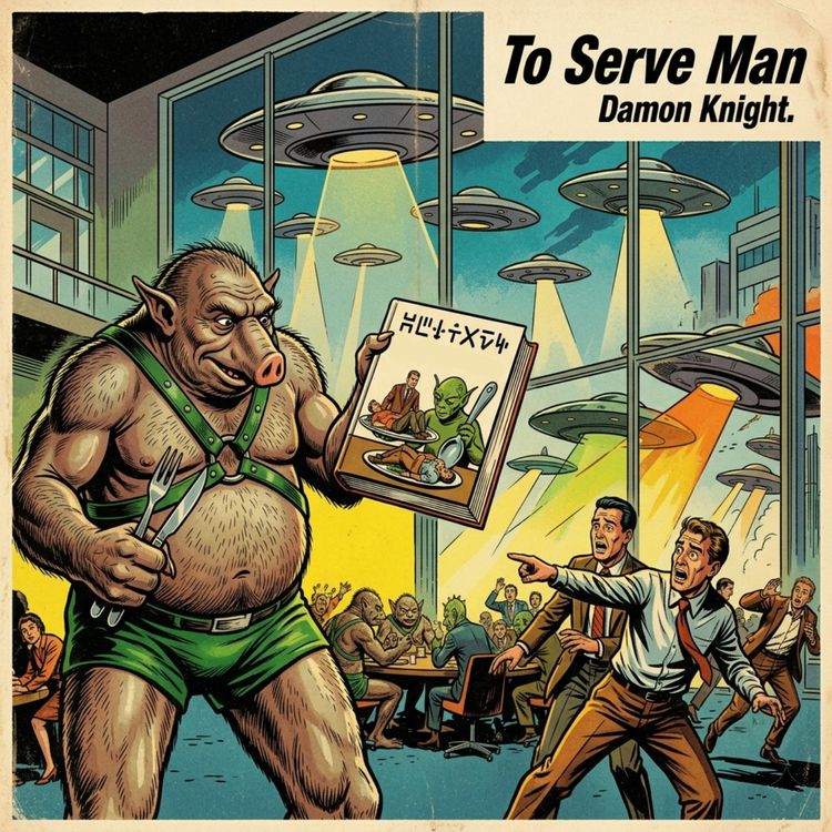 cover art for To Serve Man by Damon Knight