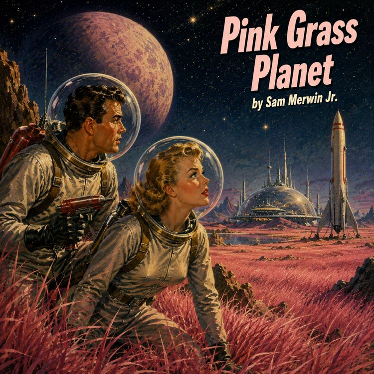 cover art for Pink Grass Planet by Sam Merwin Jr.