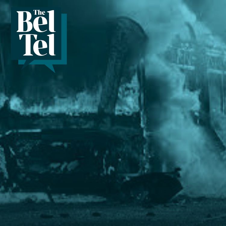 cover art for Man charged over knife attack as bus and homes destroyed in NI race riot chaos