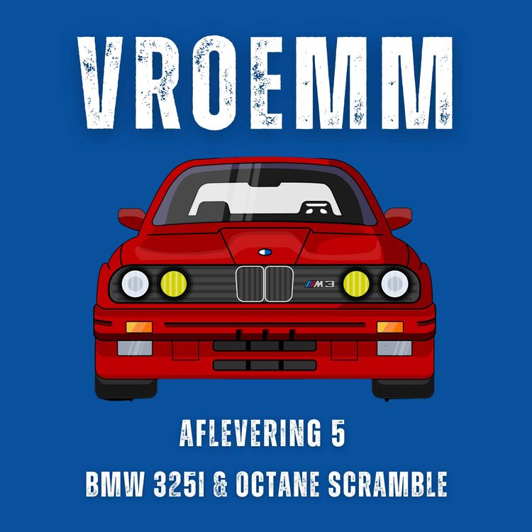 cover art for #5 – BMW 325i, Octane Scramble, online veilinghuizen voor oude auto’s, Klaus Kienle, rij-impressie met de Jaguar XK & meer. Te gast: Bas van der Wal