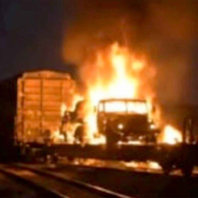 cover art for Russian fuel train 'erupts in fireball' at strategic railway hub & Trump abruptly shortens Putin's ceasefire deadline