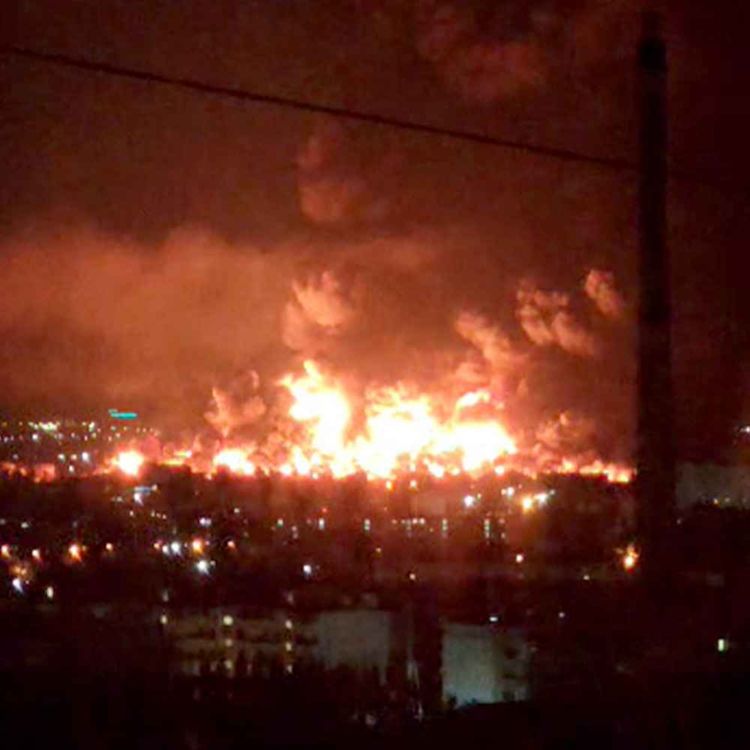 cover art for '5 tanks hit' in gigantic blaze at Russia's largest oil terminal in Crimea & US intel 'guided' Ukraine’s strikes on energy sites