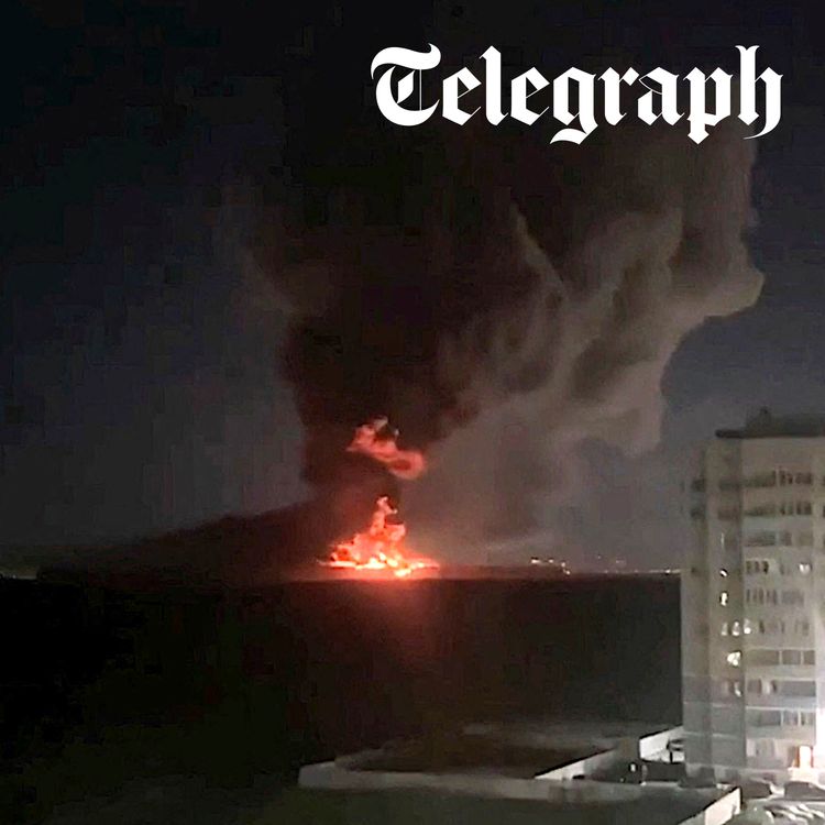 cover art for Black Sea naval base in flames after huge Ukrainian drone attack as Trump asks Kyiv to limit strikes on oil tankers