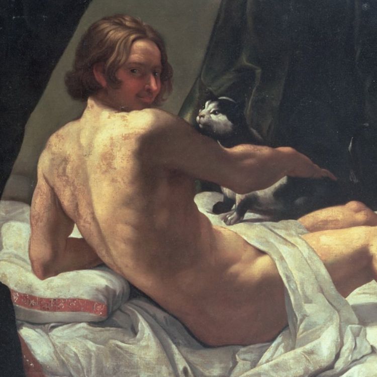 cover art for Jeune homme nu sur un lit avec un chat 