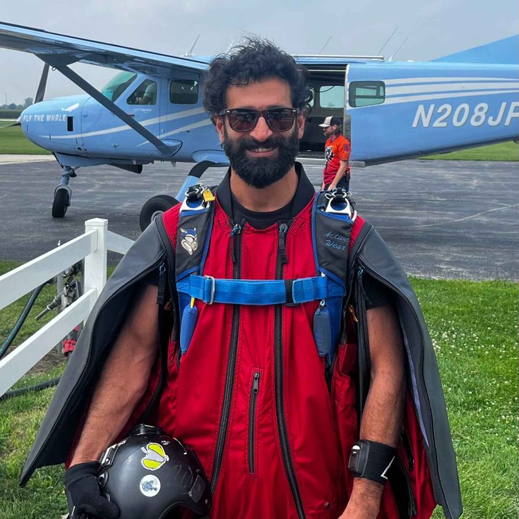 cover art for Payar Pasha: Packing Your Own Parachute. Perfusionist, Sky Diver, Wingsuit Pilot and BASE Jumper.