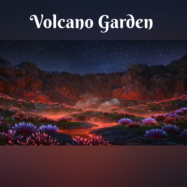 cover art for 🎧 Fantasy Volcano Garden Soundscape | Lava Flow & Relaxing Fire Sounds