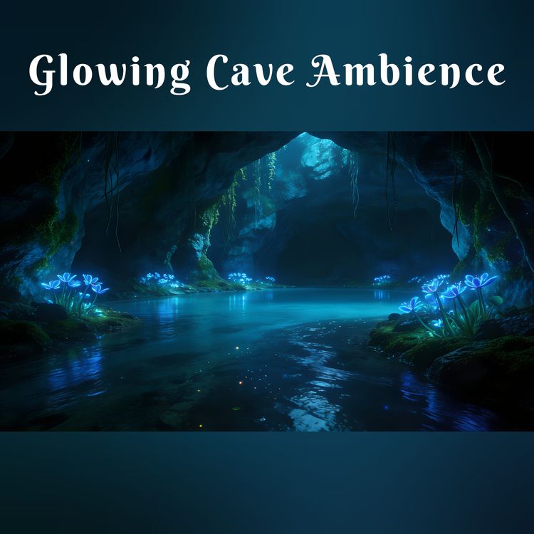 cover art for 🎧​Glowing Cave Ambience | Bioluminescent Flowers & Water Dripping Sounds