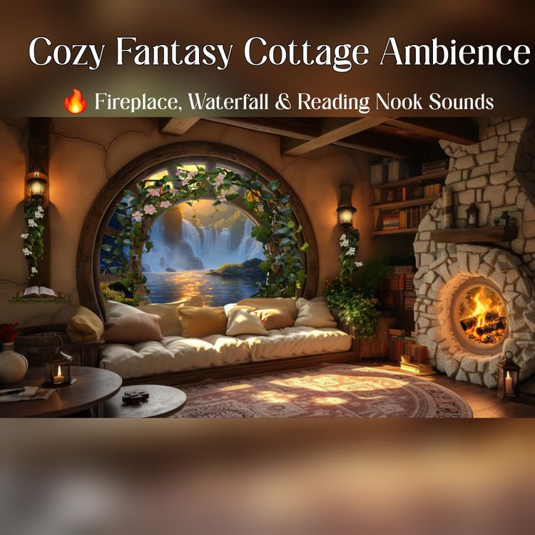 cover art for 🎧Cozy Fantasy Cottage Ambience 🔥 Fireplace & Reading Nook Sounds