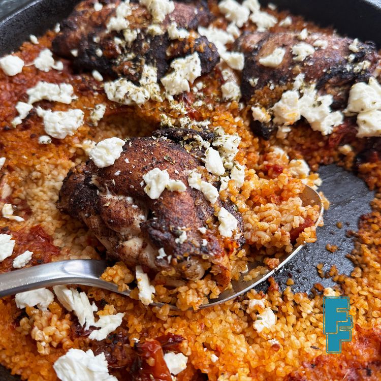 cover art for Crispy Tomato Chicken Thighs, Bulgur Wheat & Feta with Shelina Permalloo