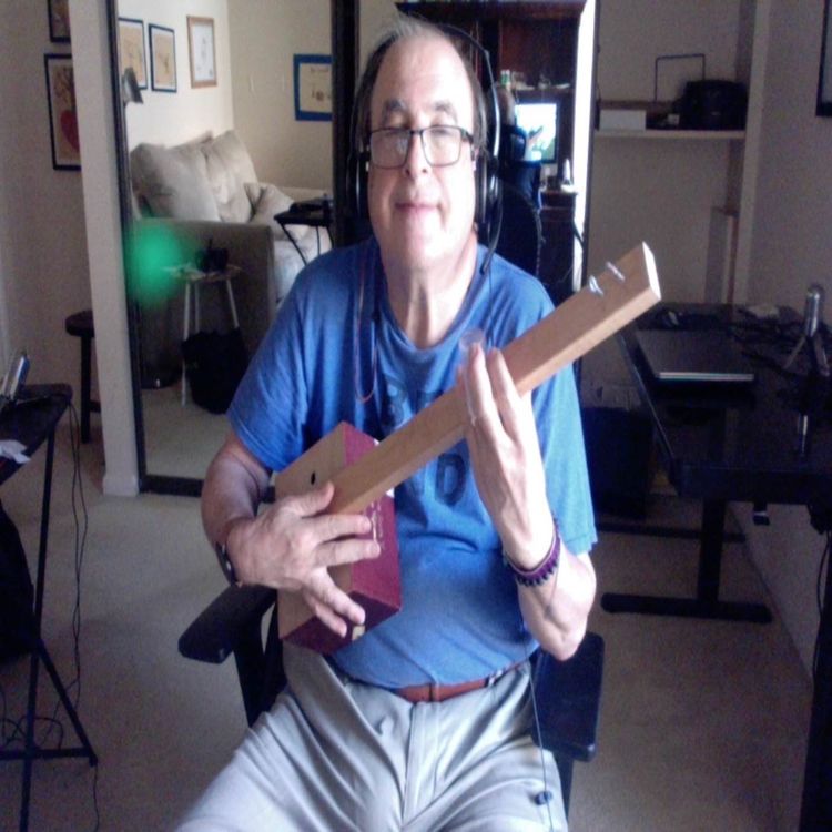 cover art for Blues riffs on a cigar box guitar with zither pin tuner and screw eye for a nut