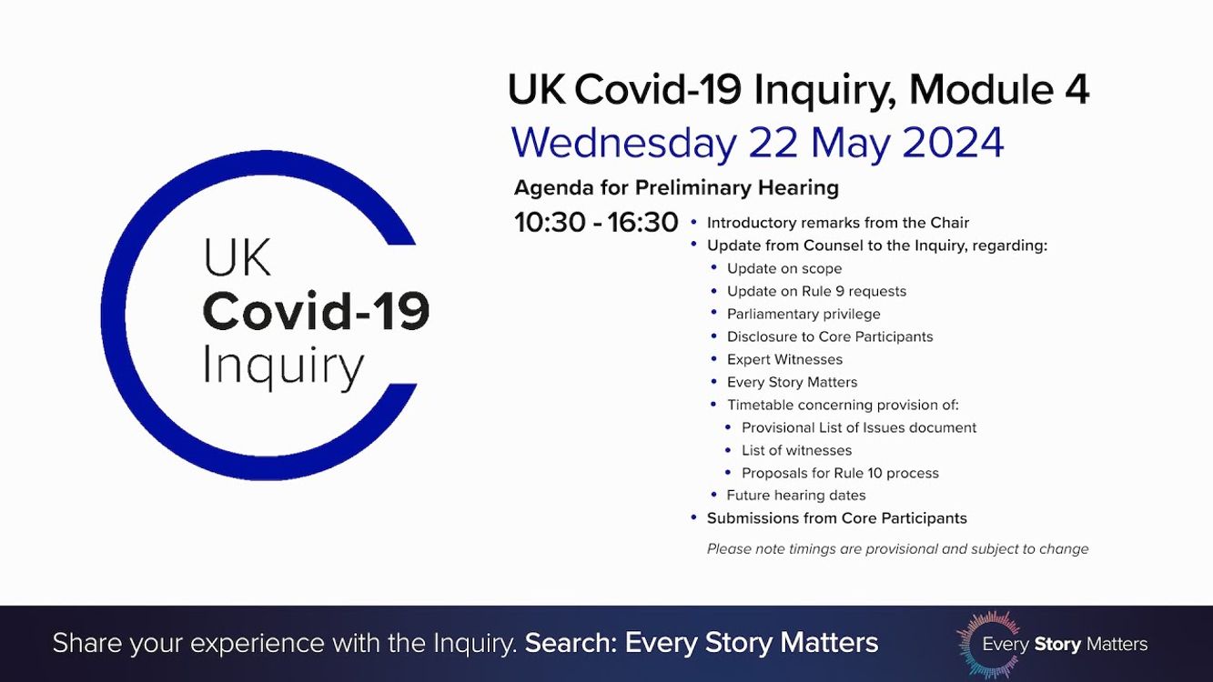 cover art for UK Covid-19 Inquiry - Module 4 Preliminary Hearing AM - 22 May 2024