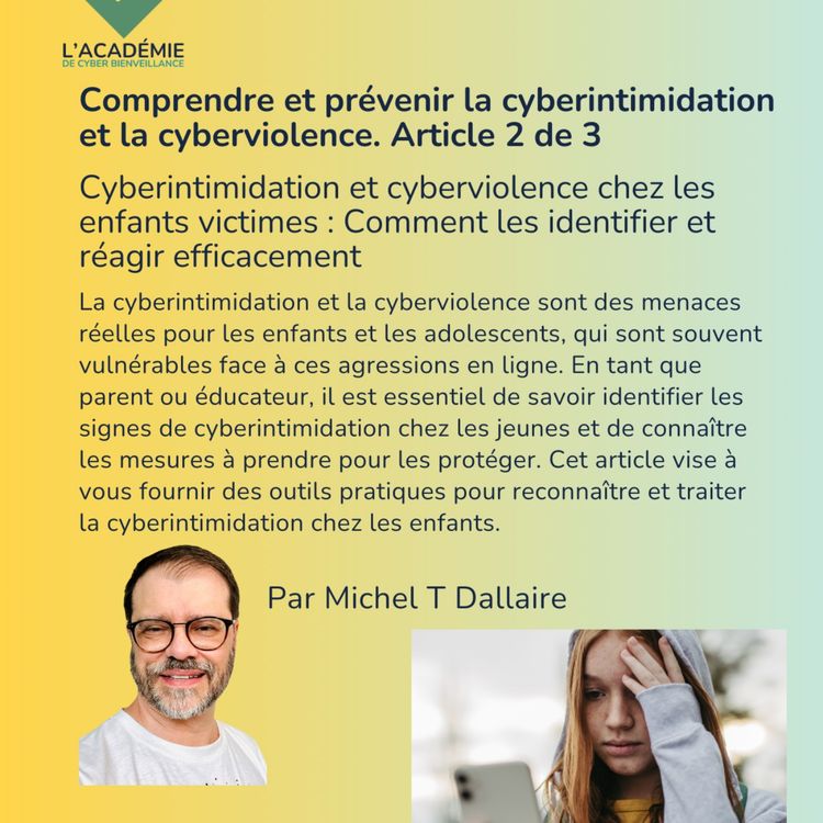 cover art for Cyberintimidation et cyberviolence chez les enfants victimes : Comment identifier et réagir efficacement