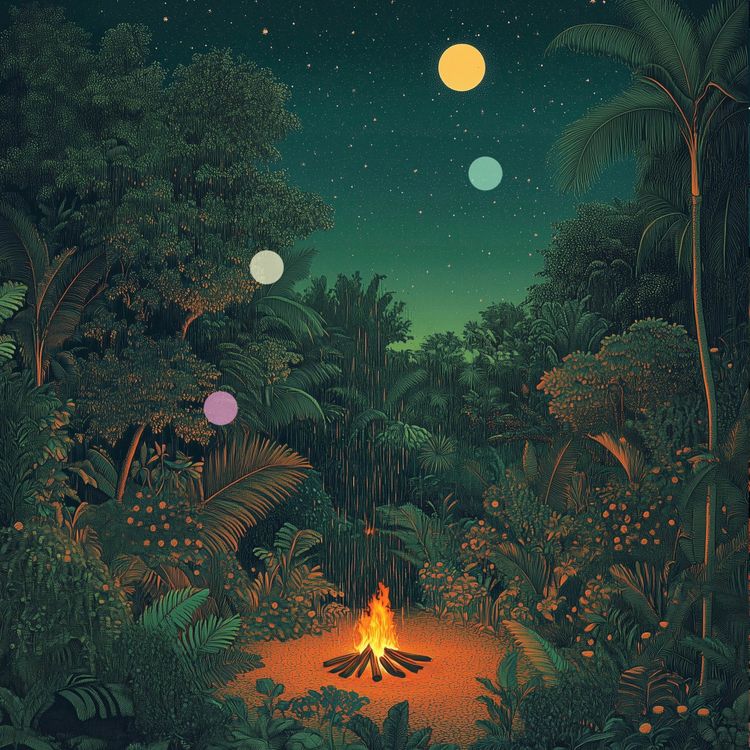 cover art for Regenwald-Kaminfeuer-Ambiente | Gemütliche Dschungelnacht-Atmosphäre
