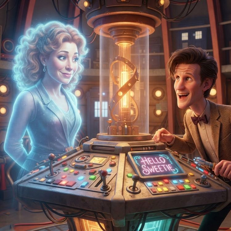 cover art for Hello Sweetie! Spoilers.  River Song is the Heart of the Tardis