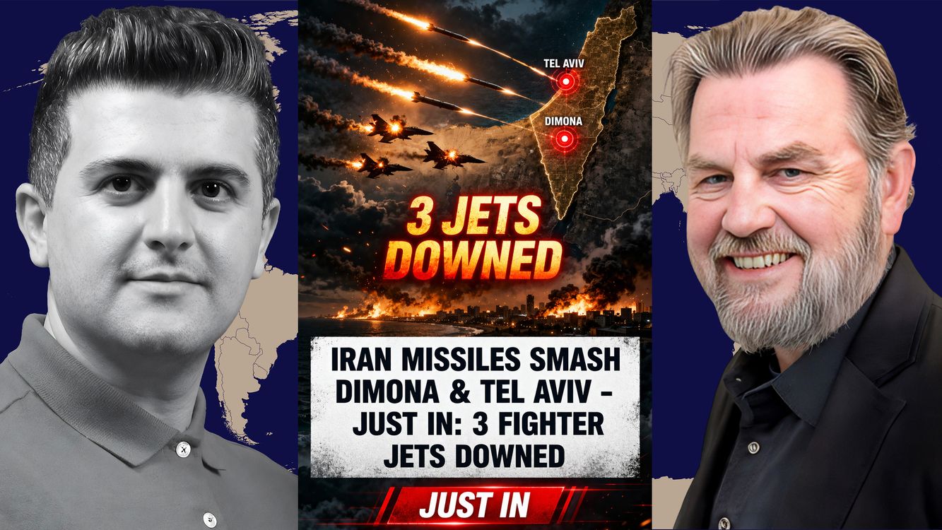 cover art for Larry C. Johnson: Iran Missiles Smash Dimona & Tel Aviv - Just in: 3 Fighter Jets Downed