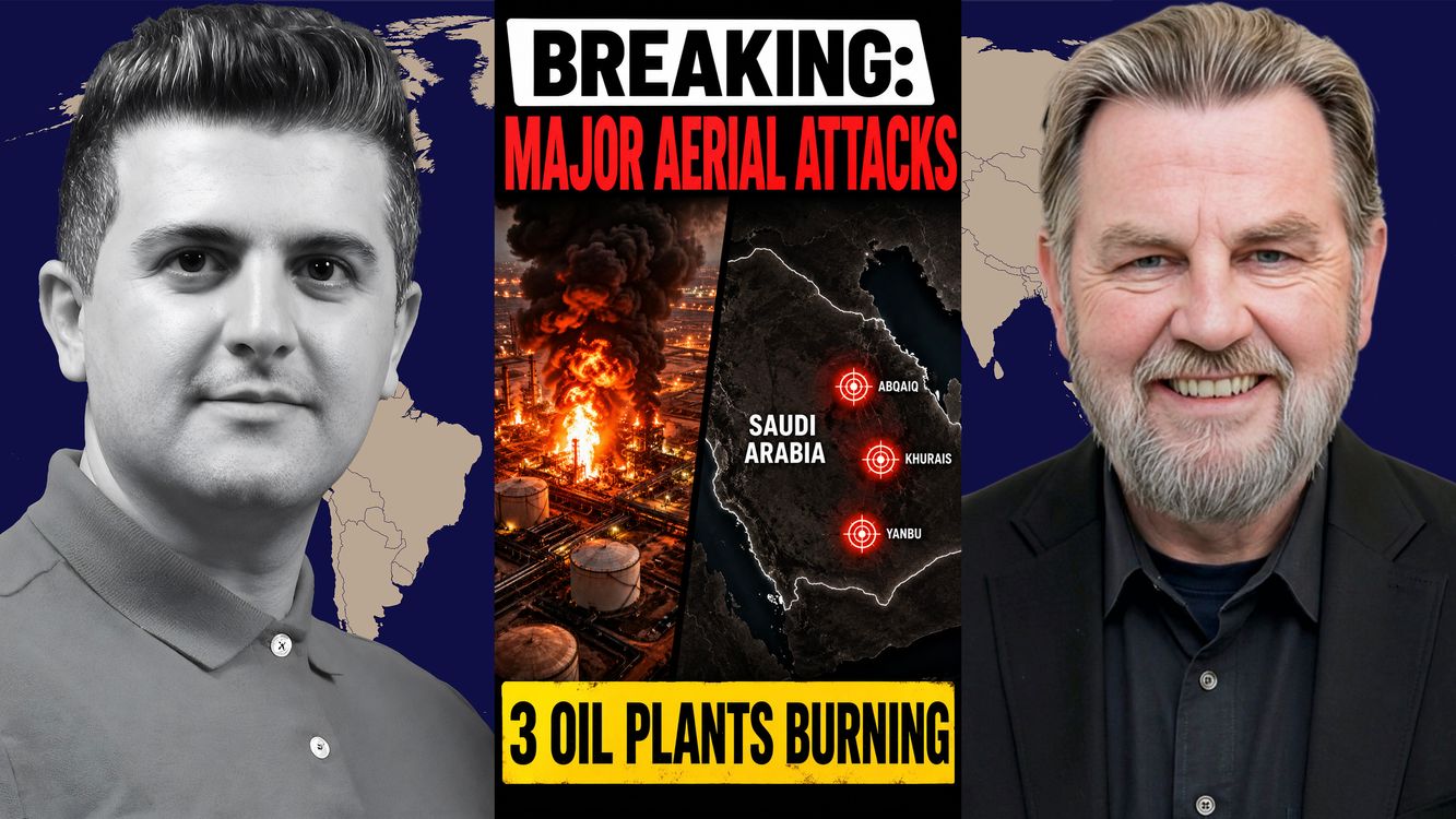 cover art for Larry Johnson: Major Aerial Attacks Rocks Saudi Arabia – 3 Oil Plants Burning Out of Control