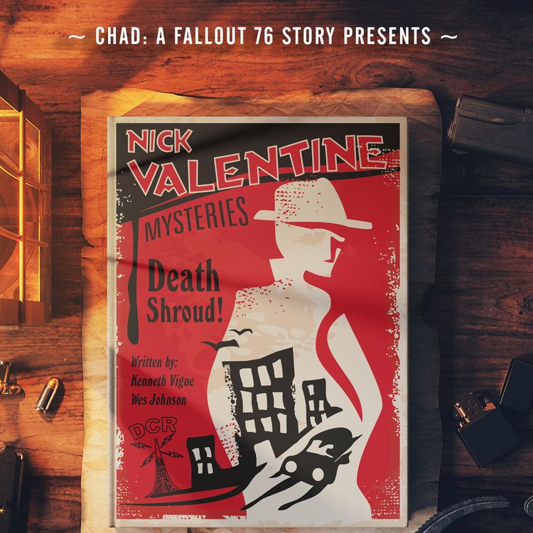 cover art for S2 Bonus for Charity: Fallout Old Time Radio: "Death Shroud: A Nick Valentine Mystery" with the cast of Fallout 4!