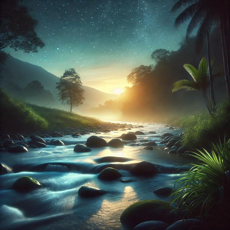 cover art for 😴💧🎵 CALMING Music and SOOTHING River to QUIET the MIND and SLEEP Better