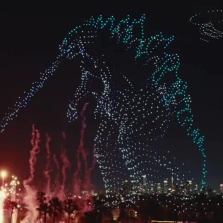 cover art for Godzilla and Kong Rampage Over LA in Epic MONARCH Drone Show