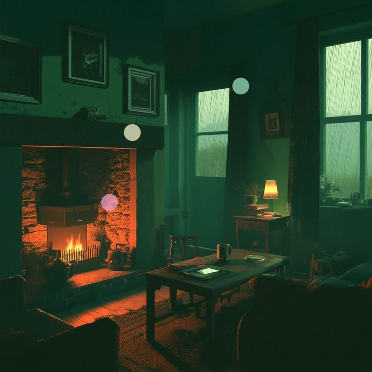 cover art for Cosy Fireplace Ambience | Remote Irish Cottage in a Storm