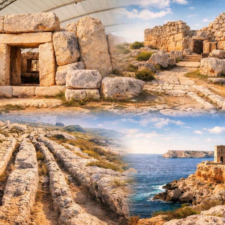 cover art for Ġgantija, Ħaġar Qim och de märkliga cart ruts - smakprov