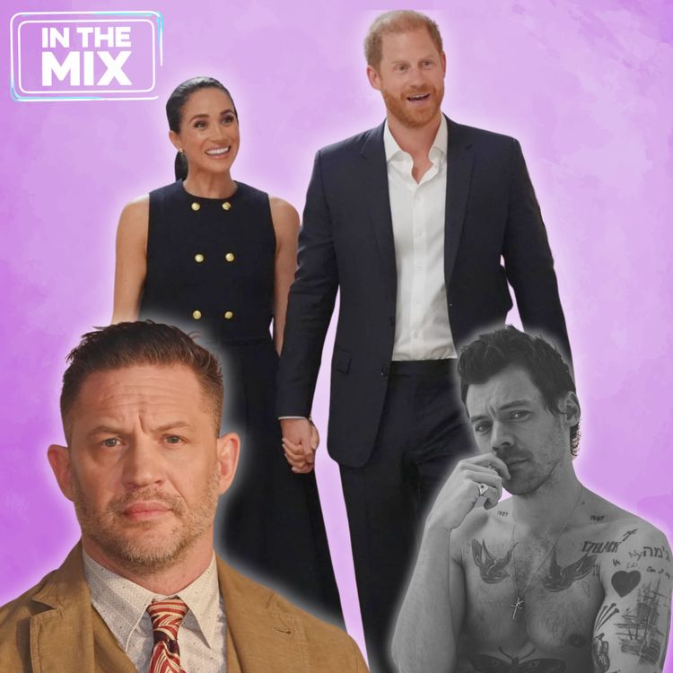 cover art for Who’s Paying for Harry & Meghan’s Move? Harry Styles Jokes About Taylor Swift’s Wedding, Tom Hardy Launches His Rap Career (In The Mix)