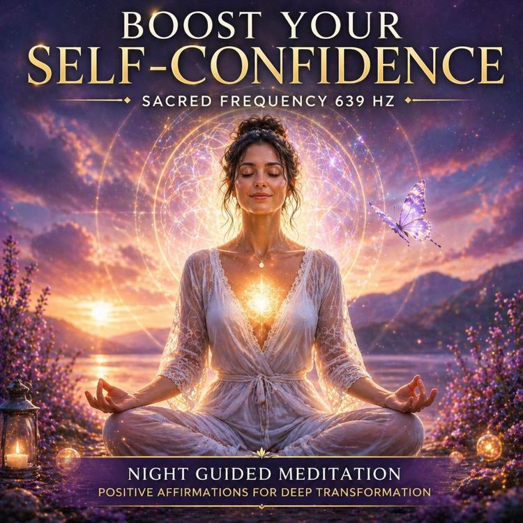 cover art for Boost Your Self-Confidence ✨ Night Guided Meditation + Positive Affirmations | Sacred Frequency 639 Hz for Subconscious Reprogramming