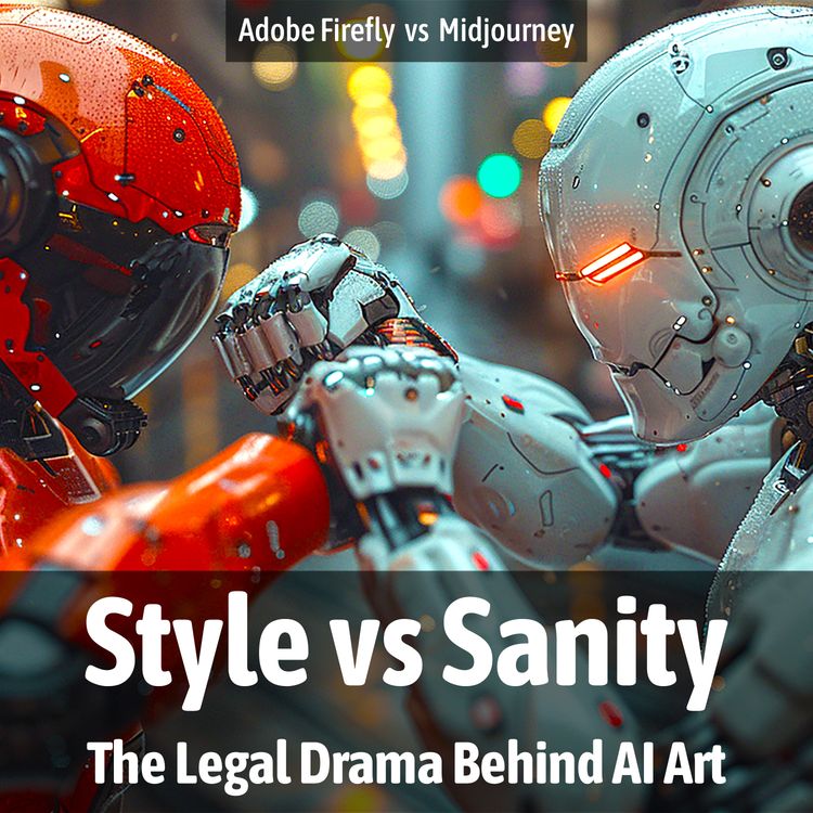 cover art for Style vs Sanity - The Legal Drama Behind AI Art (Adobe Firefly vs Midjourney)