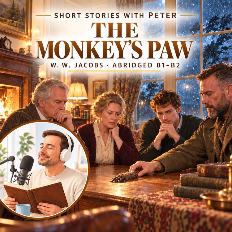cover art for Short Stories with Peter: The Monkey’s Paw by W. W. Jacobs (Abridged B1–B2 Level)