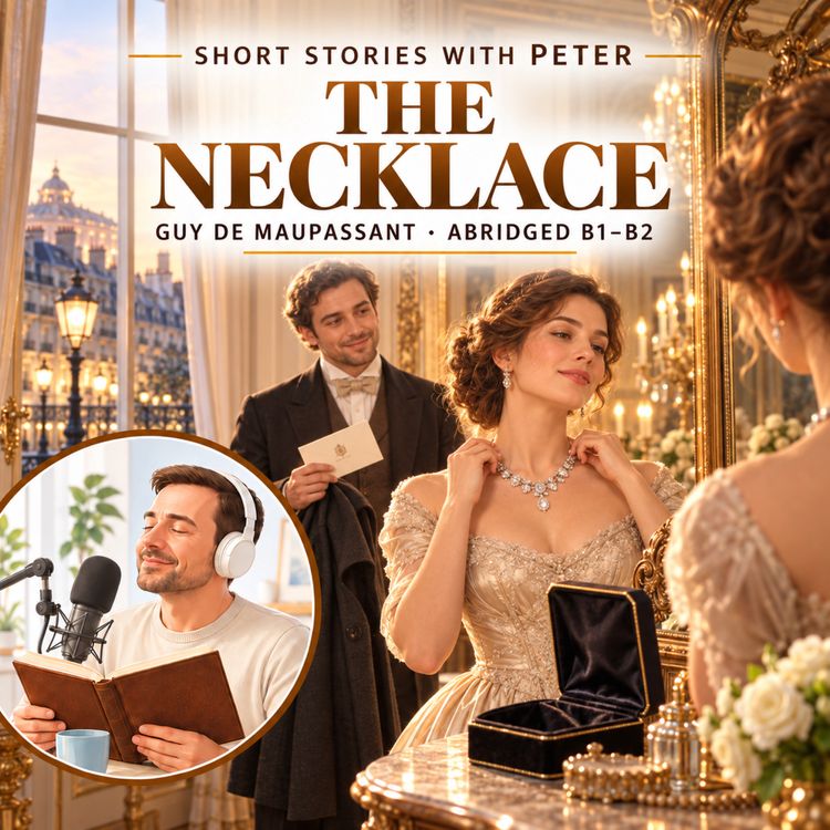 cover art for Short Stories with Peter: The Necklace by Guy de Maupassant (Abridged B1–B2 Level)
