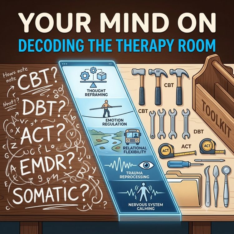 cover art for Therapy Modalities Explained: Decoding CBT, DBT, ACT, EMDR, and Somatic Processing