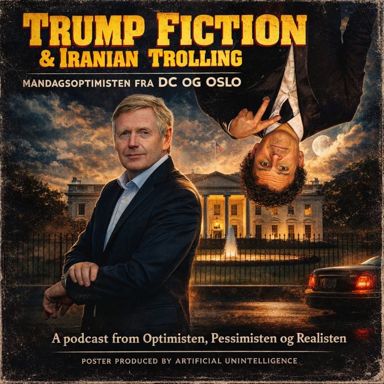 cover art for MANDAGSOPTIMIsTEN. Trump Fiction, Iran Troller og Maha... må normalisere seg selv