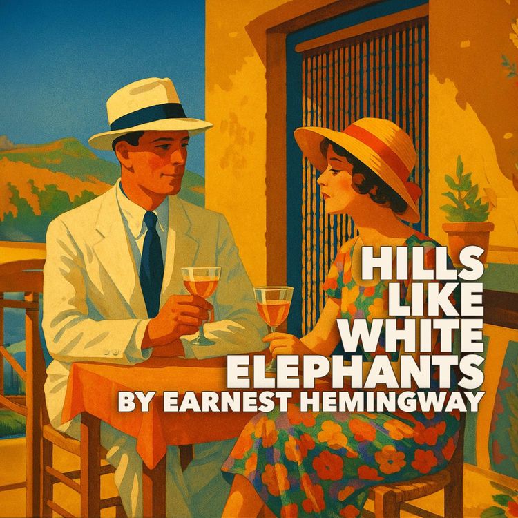 cover art for Hills Like White Elephants – A Classic Short Story by Ernest Hemingway