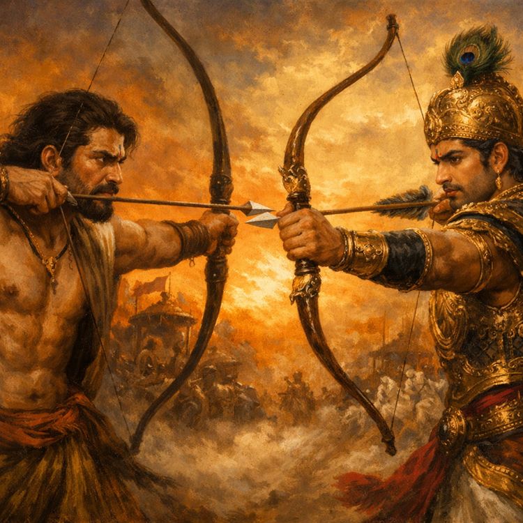 cover art for Karna vs Arjuna - Who Was Really More Powerful? | The Greatest Rivalry in the Mahabharata