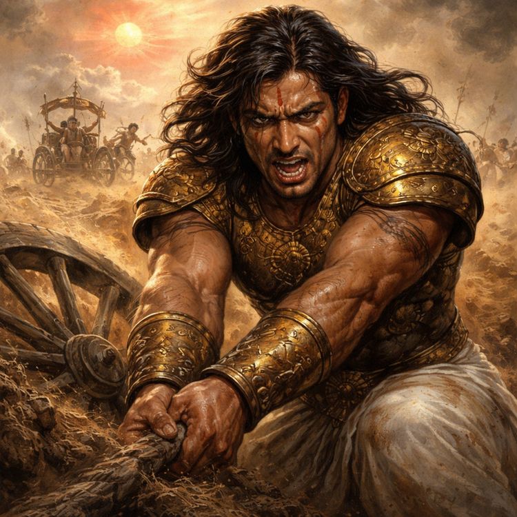 cover art for How Did Karna Die in the Mahabharata? | The Wheel, The Curse & The Arrow