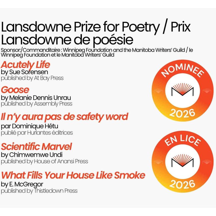 cover art for Entrevue avec Dominique Hétu - Nommée au prix Lansdowne de poésie - Manitoba book awards - 31 août 2026
