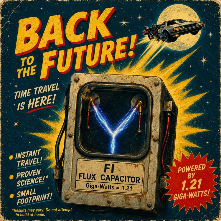 cover art for What Is the Science of Time Travel? In their first episode, Amy and Adam Go “Back to the Future” on Einstein, Paradoxes, and an Iconic DeLorean with a Flux Capacitor