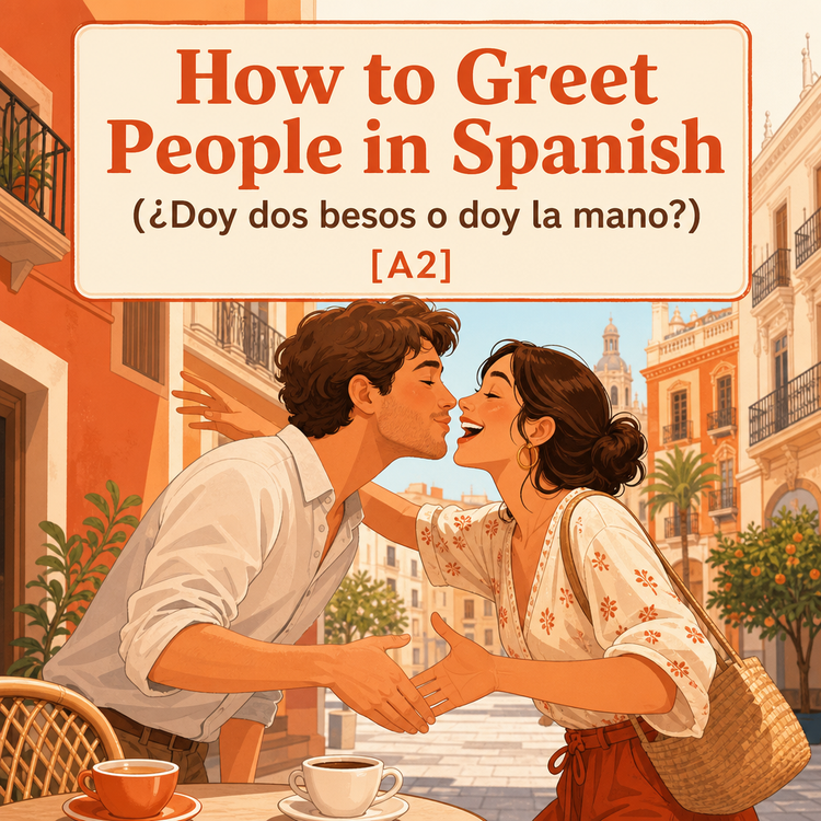 cover art for How to Greet People in Spanish (¿Doy dos besos o doy la mano?) [A2]